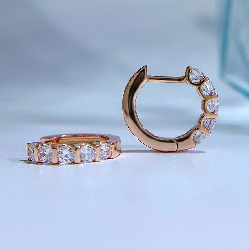 Choucong 2024 Ins Drop Ship Clip Earrings Luxury Jewelry Real 100% 925 Sterling Silver Round Cut White Moissanite Diamonique Gemstones Rose Gold Women