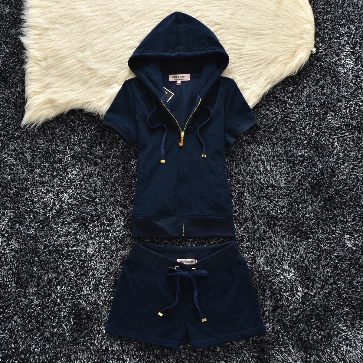 Short Womens Towel Sleeve Hooded Jacket And Shorts Set Two Piece Set Summer Set Elegant Tracksuit Juicy Shor
