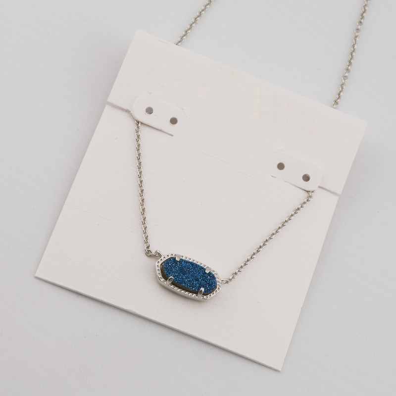 Pendant Necklaces Necklace Druse Blue Color Druse Real 18K Gold Plated Dangles Glitter Jewelries Letter Gift With free dust bag