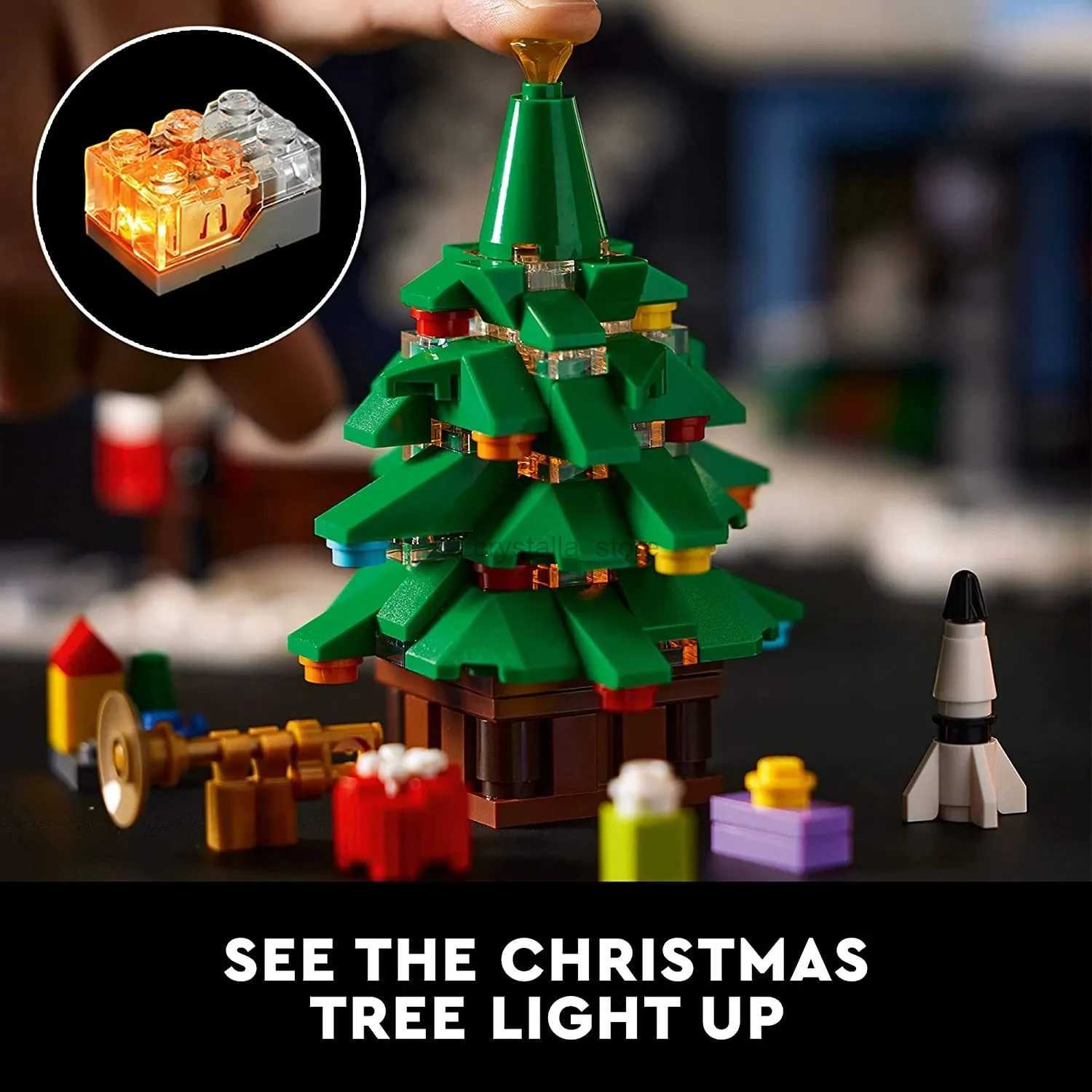 Blocks 10293 Icons Santas Visit Christmas House Model Building Blocks Set for Adults Toys Home Decoration With Xmas Tree Festive Gifts 240120