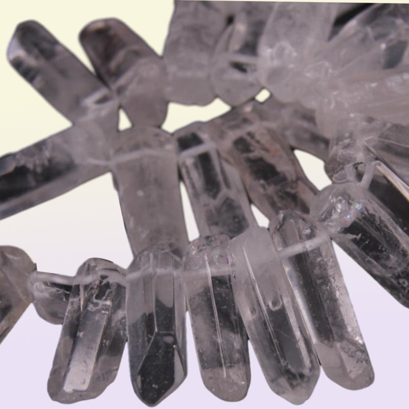 3538pcsStrand Large Size Raw Clear Crystal Quartz Top Drilled PointsPolished Natural Gems Tusk Stick Spike Pendant Beads Bulk 2