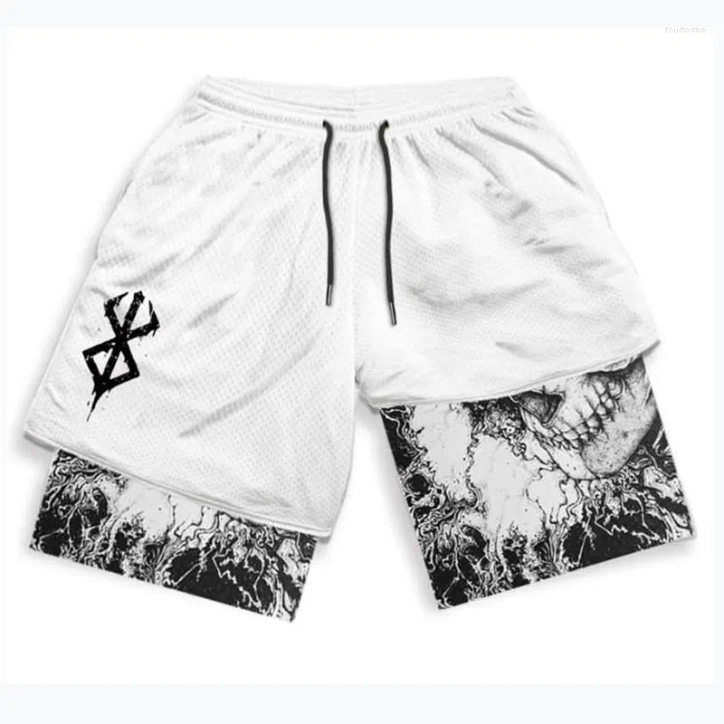 Men's Shorts Anime Berserk Manga Print 2 In 1 Gym Compression Stretchy Sports Quick Dry Fitness Workout Summer