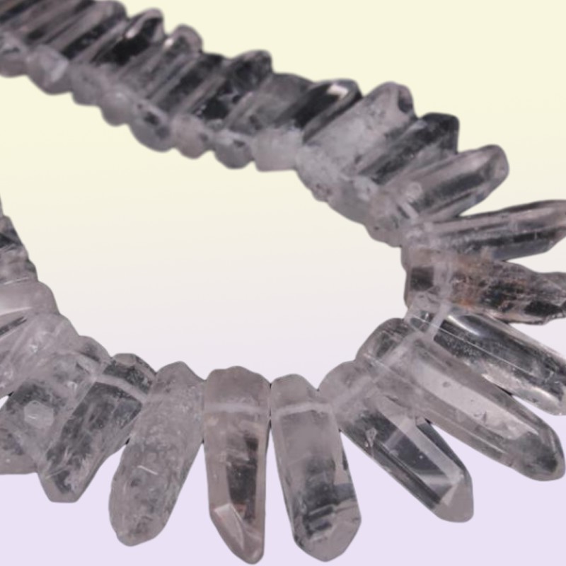 3538pcsStrand Large Size Raw Clear Crystal Quartz Top Drilled PointsPolished Natural Gems Tusk Stick Spike Pendant Beads Bulk 2