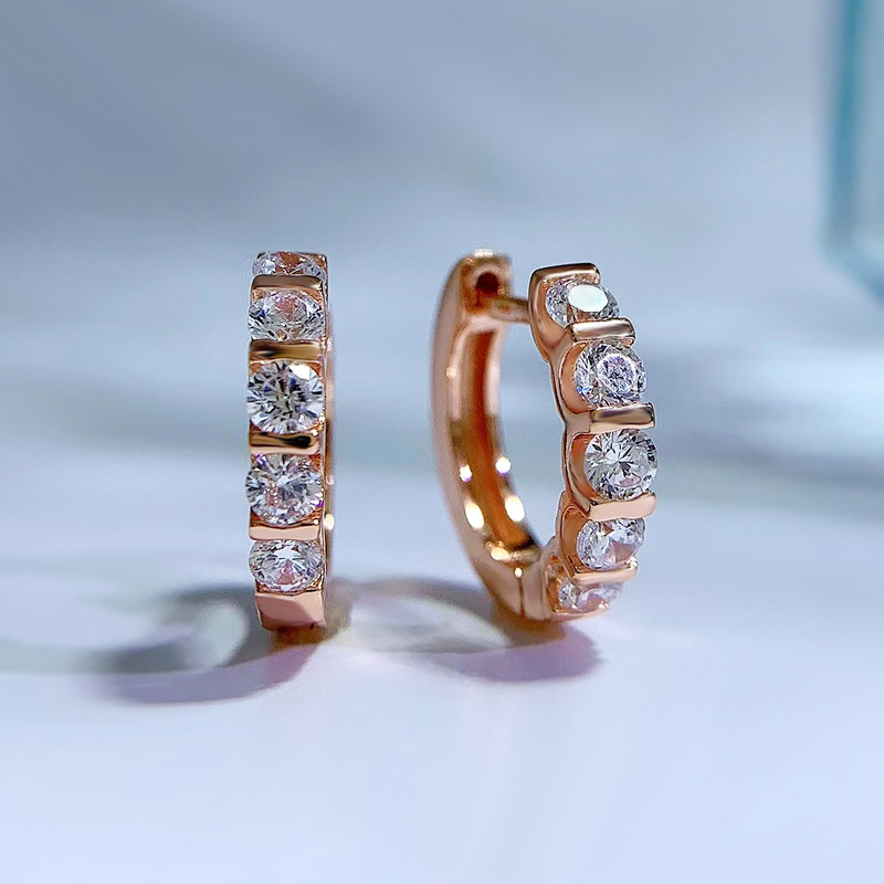 Choucong 2024 Ins Drop Ship Clip Earrings Luxury Jewelry Real 100% 925 Sterling Silver Round Cut White Moissanite Diamonique Gemstones Rose Gold Women