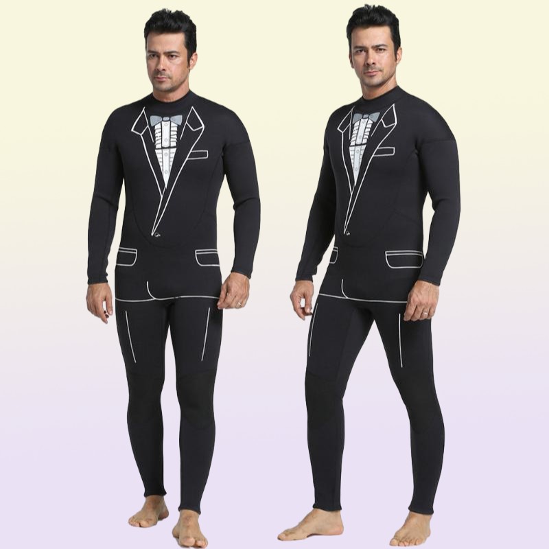 Mens Tuxedo Wetsuit Formal Style Black 3mm Neoprene Suit Tie Surf Surfing SCUBA Dive Diving Suit1