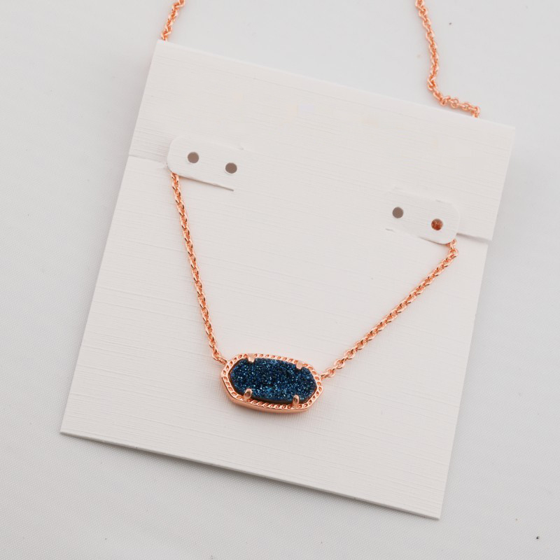 Pendant Necklaces Necklace Druse Blue Color Druse Real 18K Gold Plated Dangles Glitter Jewelries Letter Gift With free dust bag