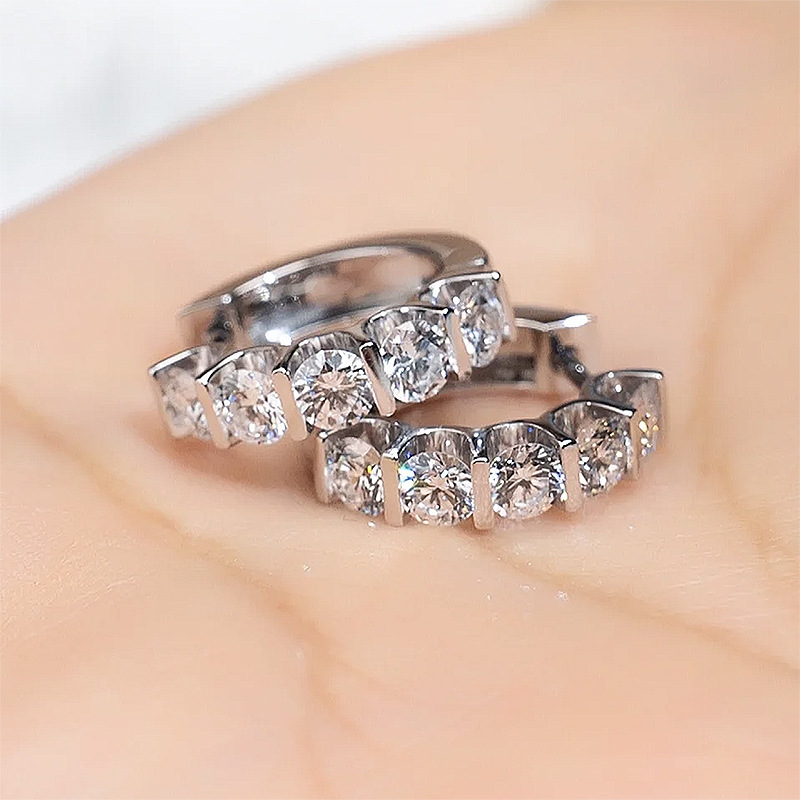 Choucong 2024 Ins Drop Ship Clip Earrings Luxury Jewelry Real 100% 925 Sterling Silver Round Cut White Moissanite Diamonique Gemstones Rose Gold Women