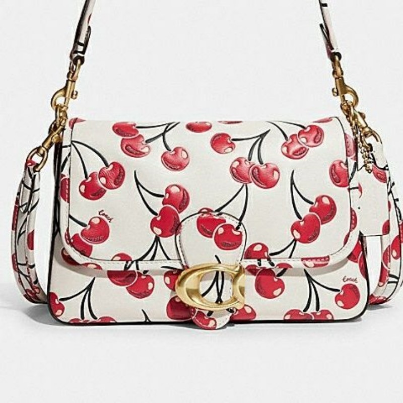 Designer Shoulder Tabby With Cherry Print Bags Handbag Tote Leather Baguette Emed Square Crossbody Fashion Satchel Bag