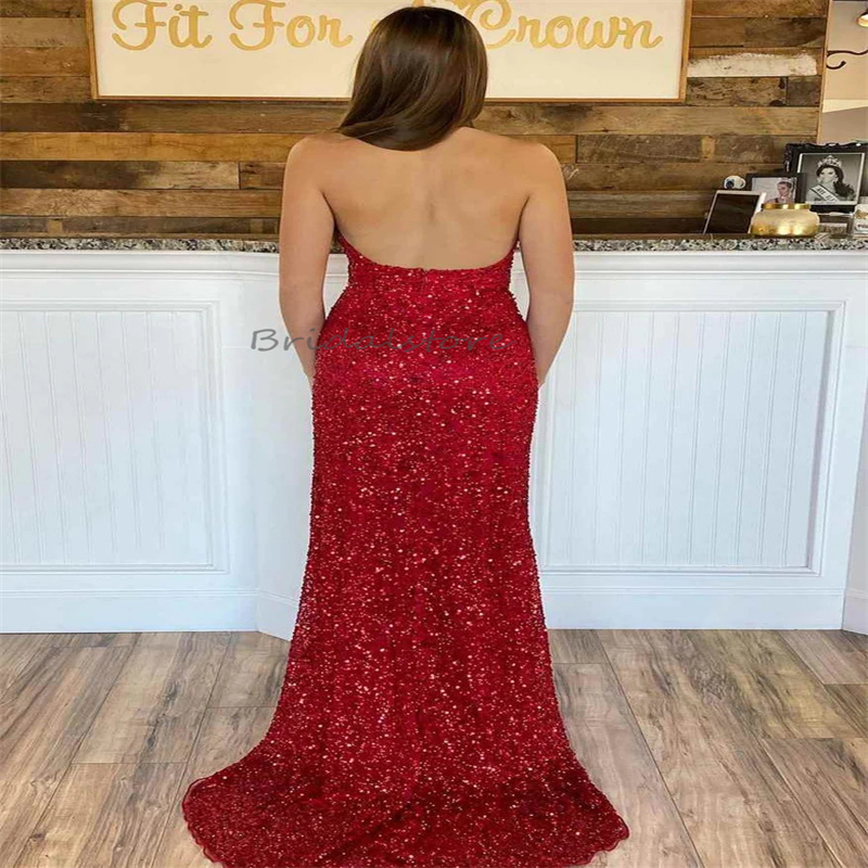 Shine Black Sequin Prom Dress With Slit Sexy Halter V Neck Floor Length Evening Dress Backless Floor Length Dance Birthday Party Gowns 2024 Special Oc