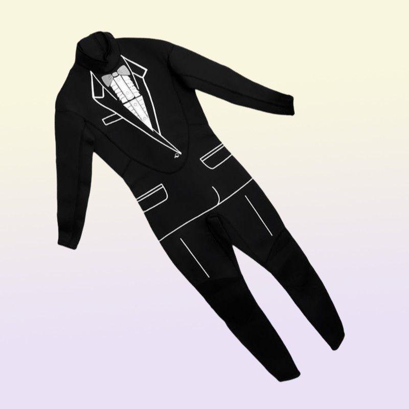 Mens Tuxedo Wetsuit Formal Style Black 3mm Neoprene Suit Tie Surf Surfing SCUBA Dive Diving Suit1