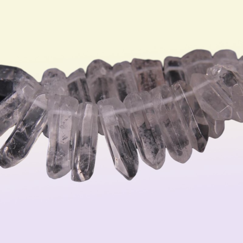 3538pcsStrand Large Size Raw Clear Crystal Quartz Top Drilled PointsPolished Natural Gems Tusk Stick Spike Pendant Beads Bulk 2