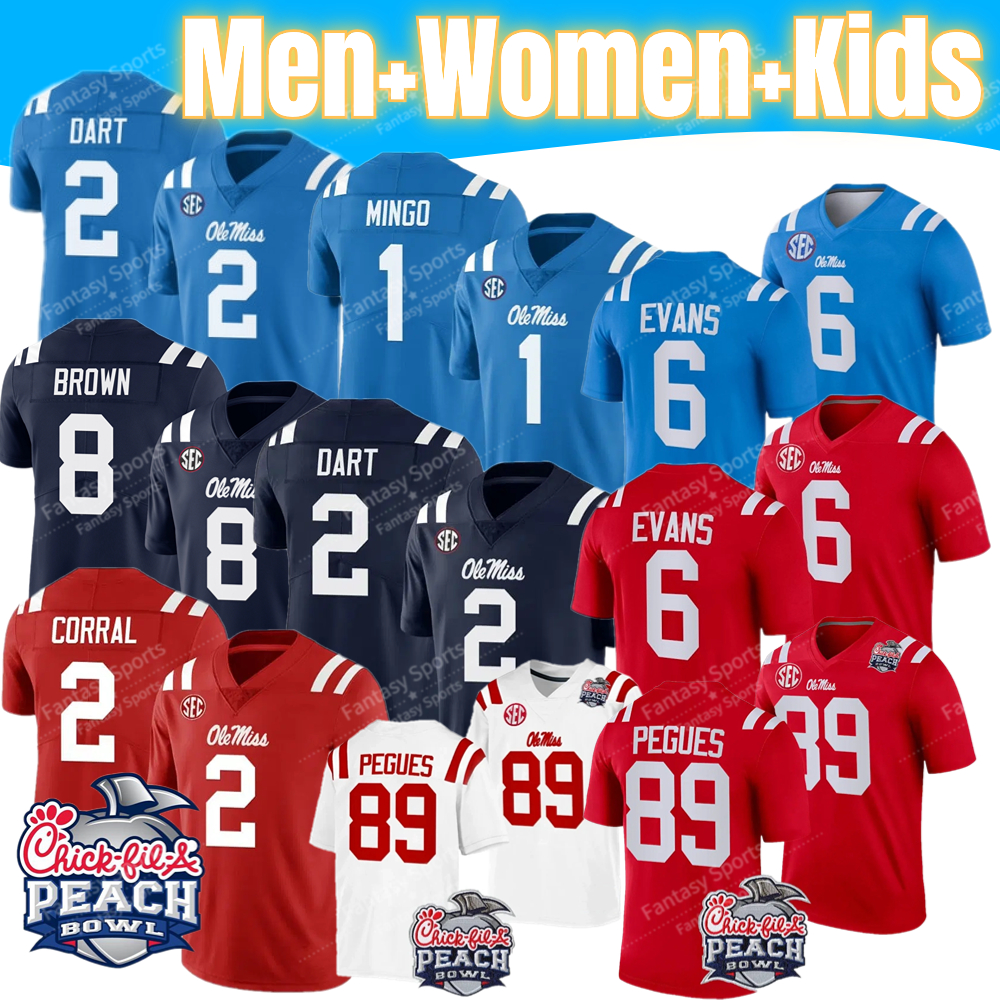 Ole Miss College Football Jersey Austin Simmons Walker Howard Jaxson Dart Zach E Manning Jonathan Mingo Fraser Masin Tre Harris Pegues Prieskorn Custom Men Kids