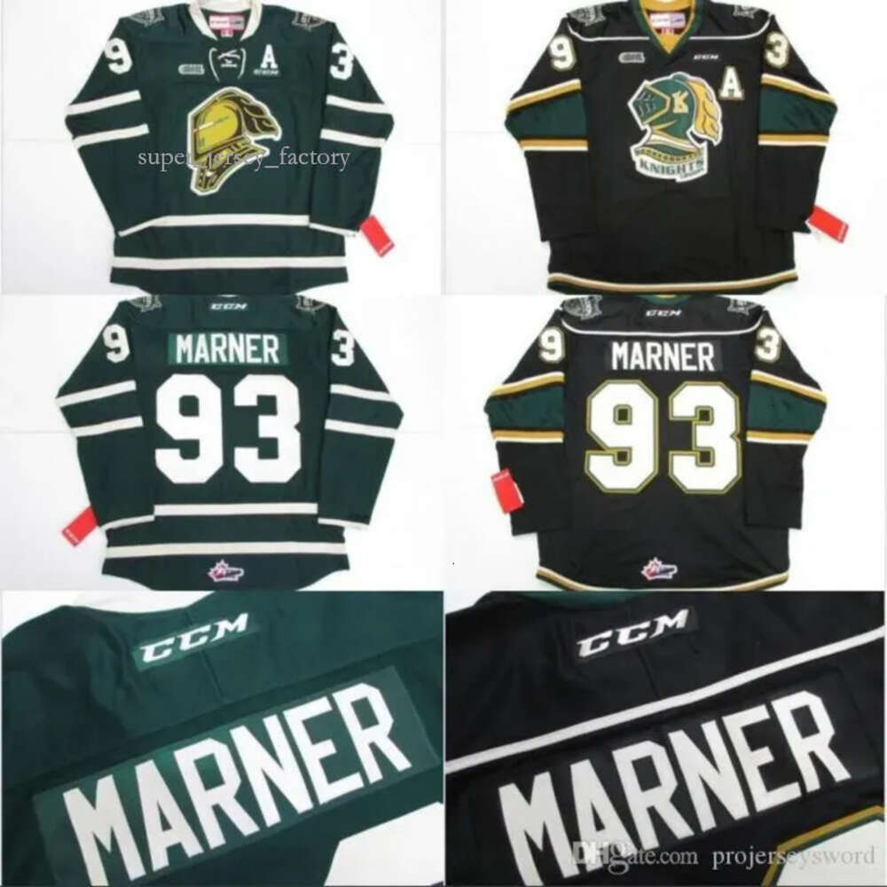 #93 Jersey OHL London Knights CCM Premer 7185 Mitch Marner Mens 100% Ed Embroidery Ice Hockey Jerseys Green 5109 1921