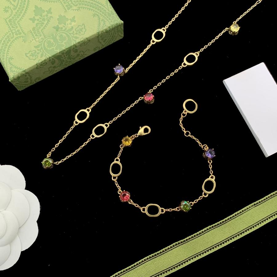 Designer Necklace Chain Bracelet for Women Colored Diamonds Designed Necklace Fashion Gift