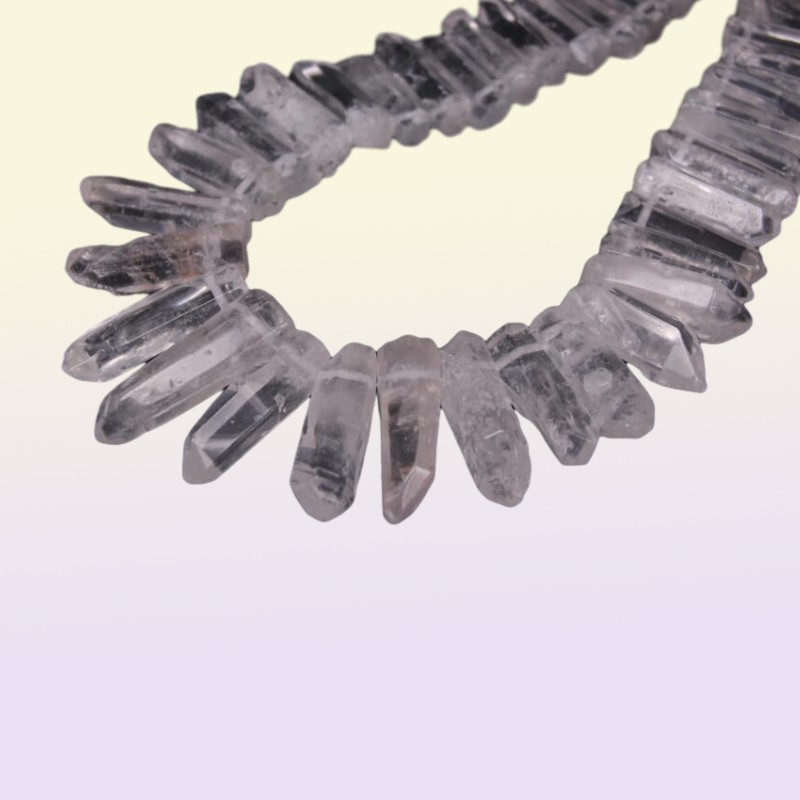 3538pcsStrand Large Size Raw Clear Crystal Quartz Top Drilled PointsPolished Natural Gems Tusk Stick Spike Pendant Beads Bulk 2