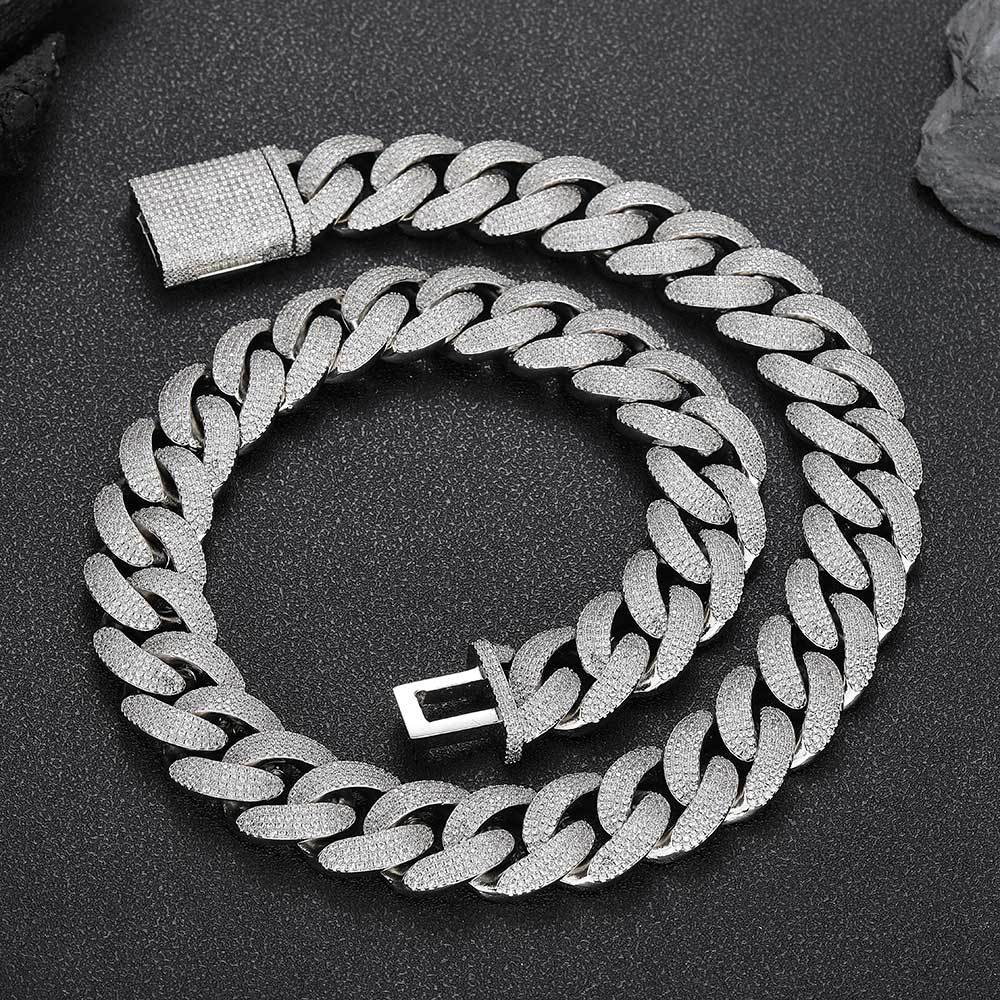 20mm Hip Hop Fourth Rows 5A Zircon Miami Cuban Chain Mens Necklace Bracelets 18k Real Gold Plated Jewelry