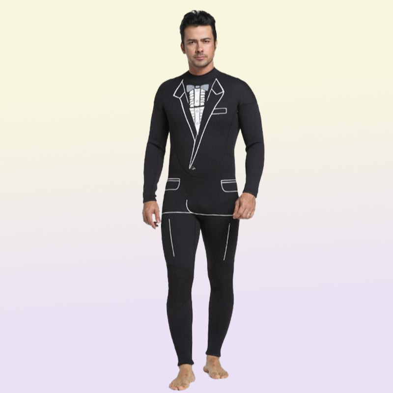 Mens Tuxedo Wetsuit Formal Style Black 3mm Neoprene Suit Tie Surf Surfing SCUBA Dive Diving Suit1
