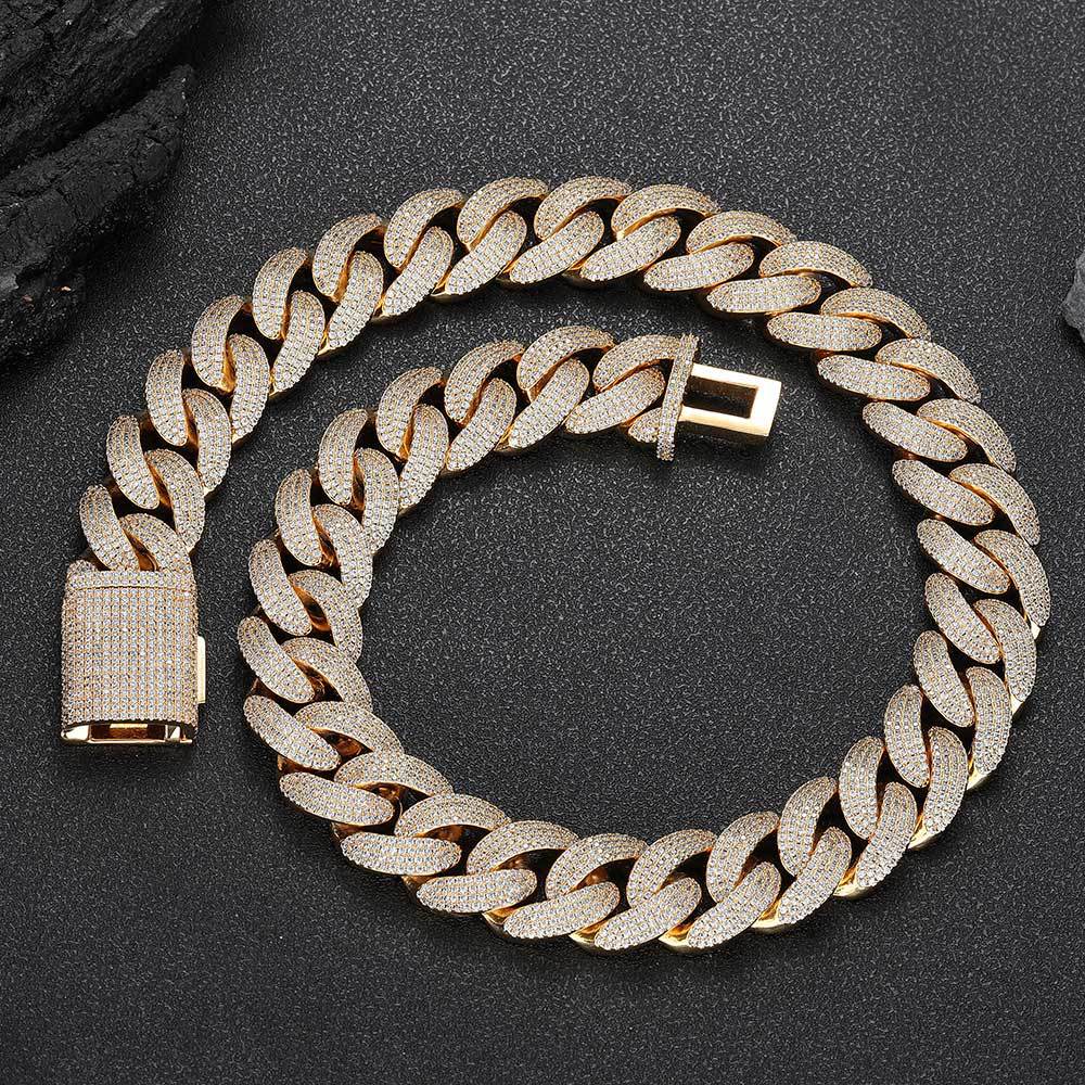 20mm Hip Hop Fourth Rows 5A Zircon Miami Cuban Chain Mens Necklace Bracelets 18k Real Gold Plated Jewelry
