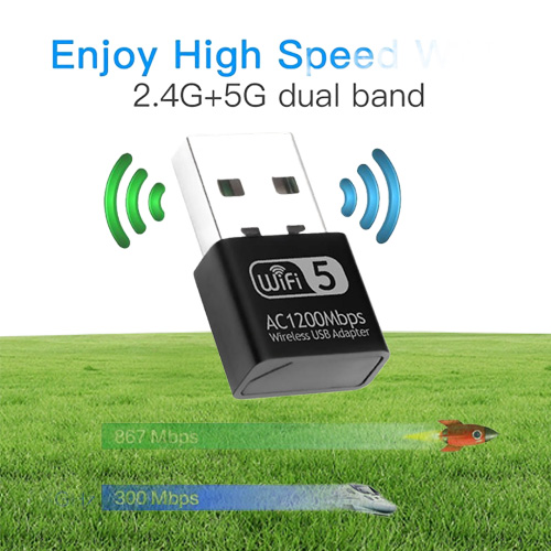 1200Mbps Mini USB Wifi Adapter Network Lan Card For PC Wifi Dongle Dual Band 24G5G Wireless WiFi Receiver Desktop Laptop