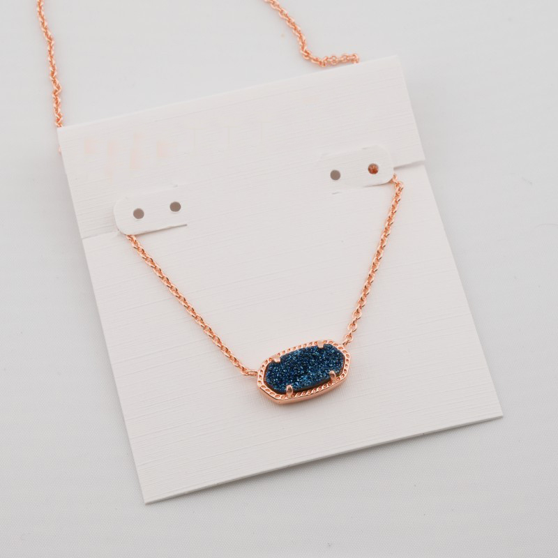 Pendant Necklaces Necklace Druse Blue Color Druse Real 18K Gold Plated Dangles Glitter Jewelries Letter Gift With free dust bag
