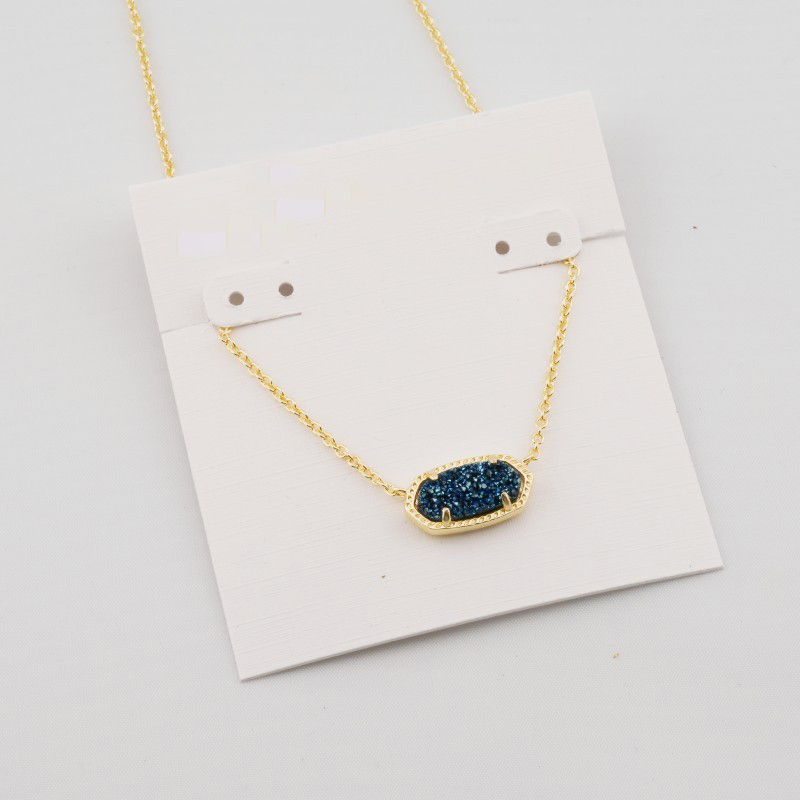 Pendant Necklaces Necklace Druse Blue Color Druse Real 18K Gold Plated Dangles Glitter Jewelries Letter Gift With free dust bag