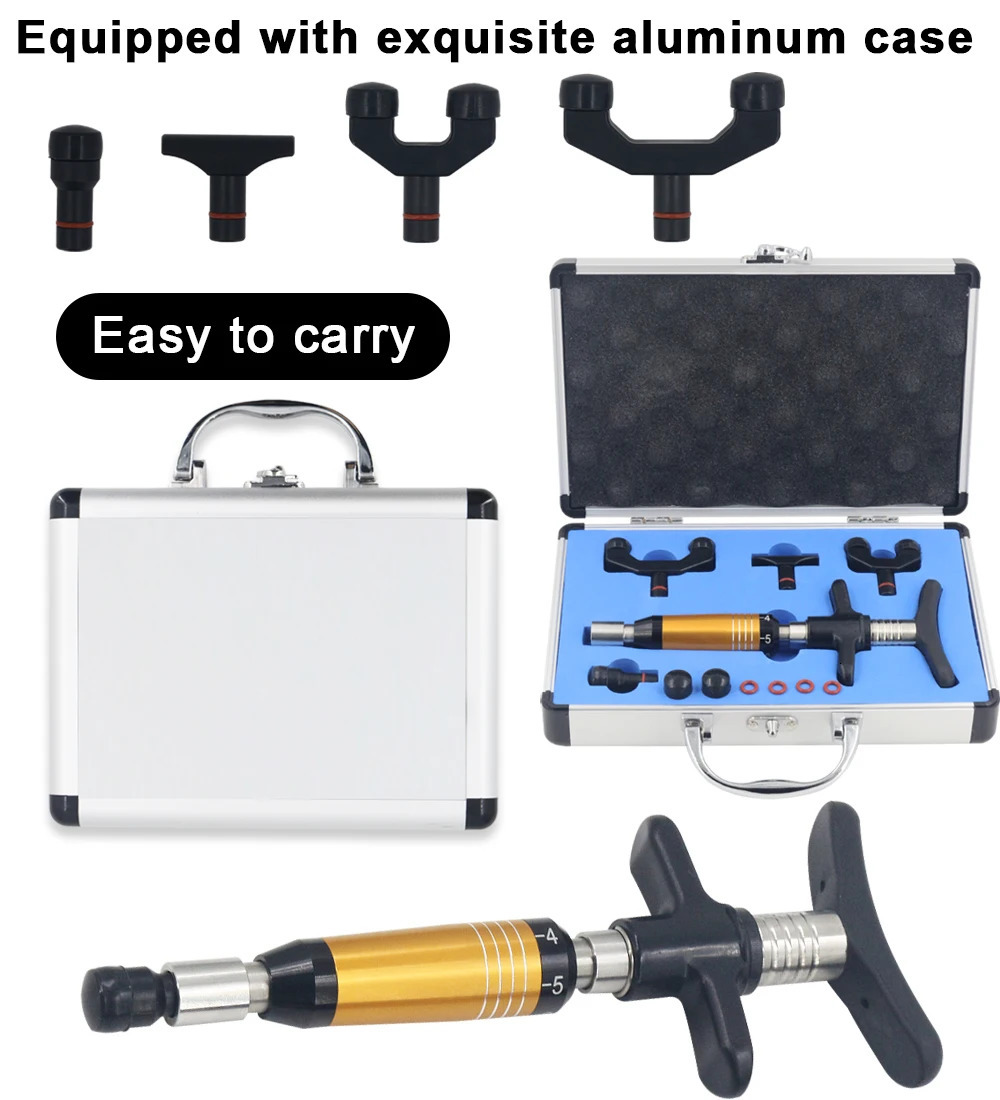 Chiropractic Adjustment Tool Spine 6 Levels 4 Heads Therapy Adjust Vertebration Tools Massager Manual Gun Set 240118