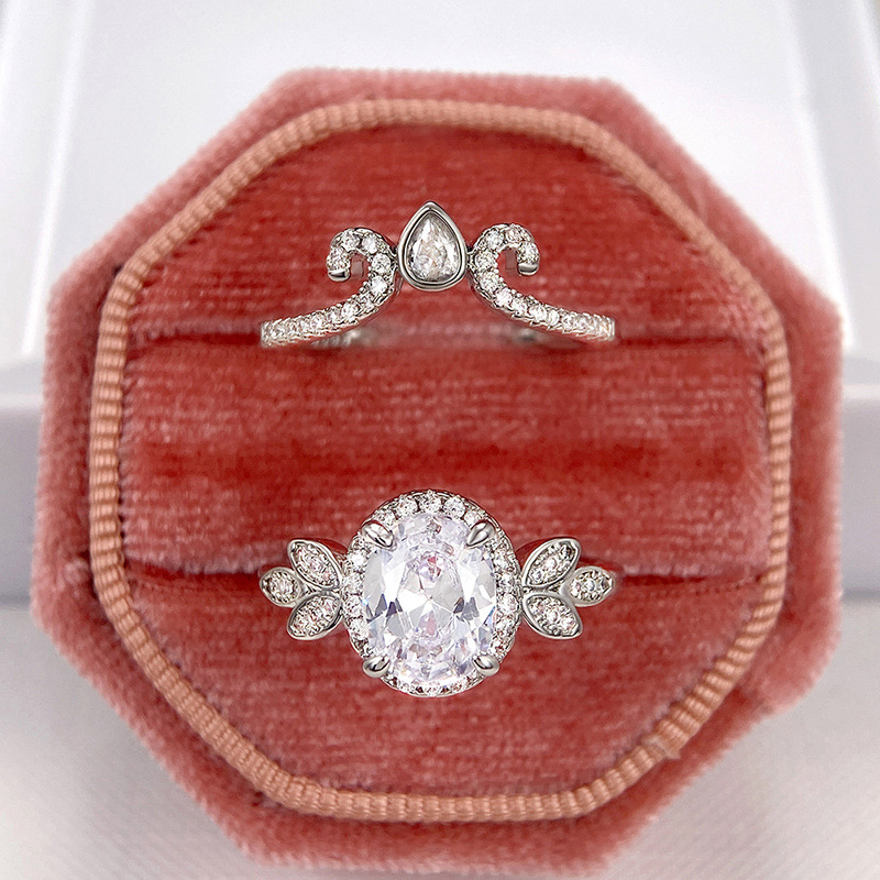 Choucong Wedding Rings Vintage Jewelry 925 Sterling Silver Oval Cut White 3A Cubic Zircon CZ Diamond Gemstones Party Women Bridal Couple Ring Set Gift