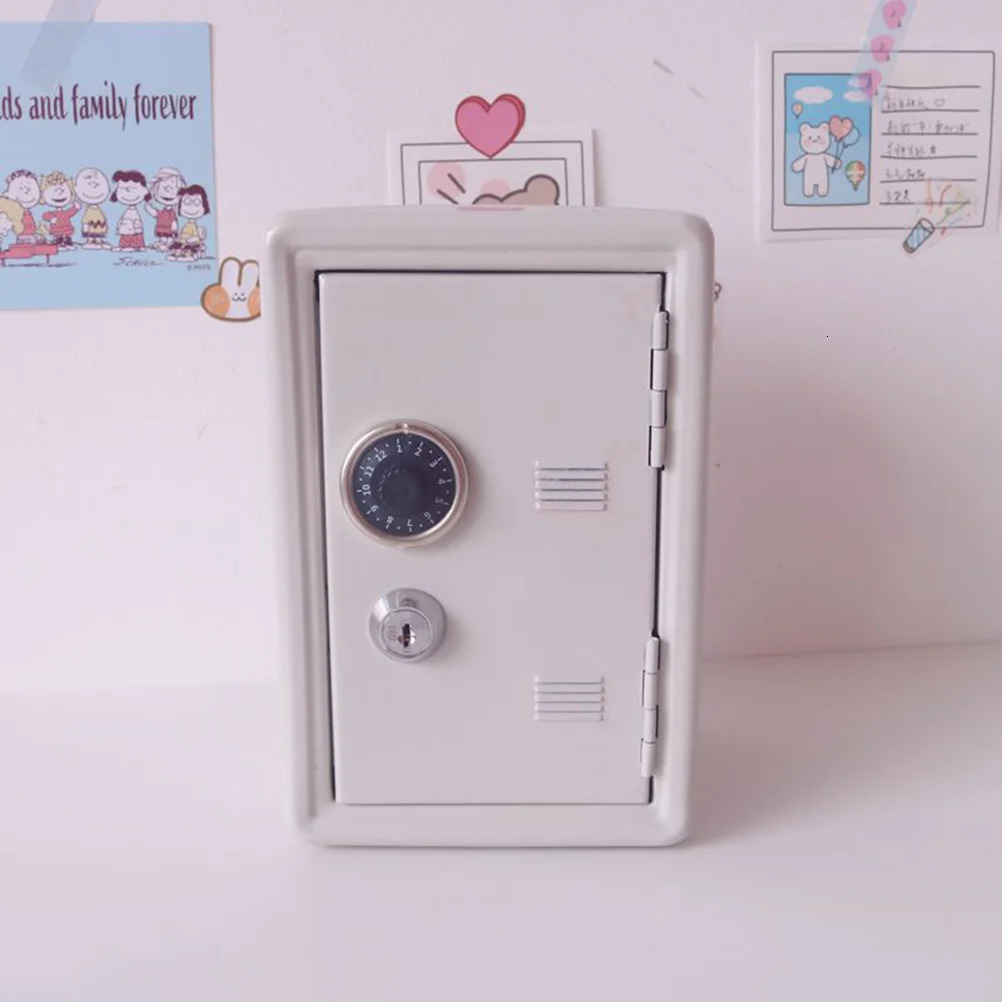 1PC Miniature Metal Safe Box Creative Iron Piggy Bank Mini Strongbox Shape Saving Pot Desktop Money Box Ornaments for Home 240118