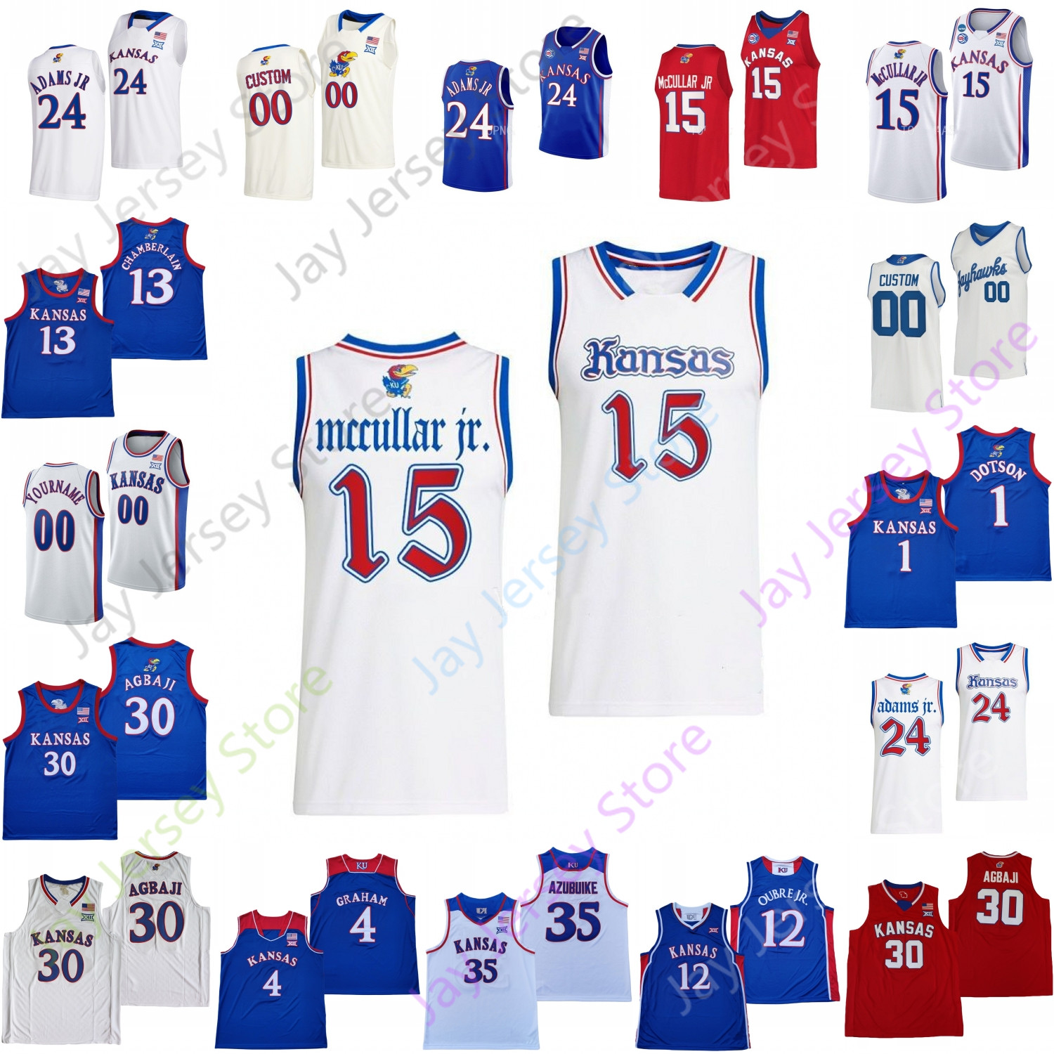 Kansas Jayhawks Basketball Jersey NCAA College Kevin McCullar Jr. Hunter Dickinson K.J. Adams Harris Johnny Furphy Jackson Gradey Dick Agbaji Manning Pierce Embiid