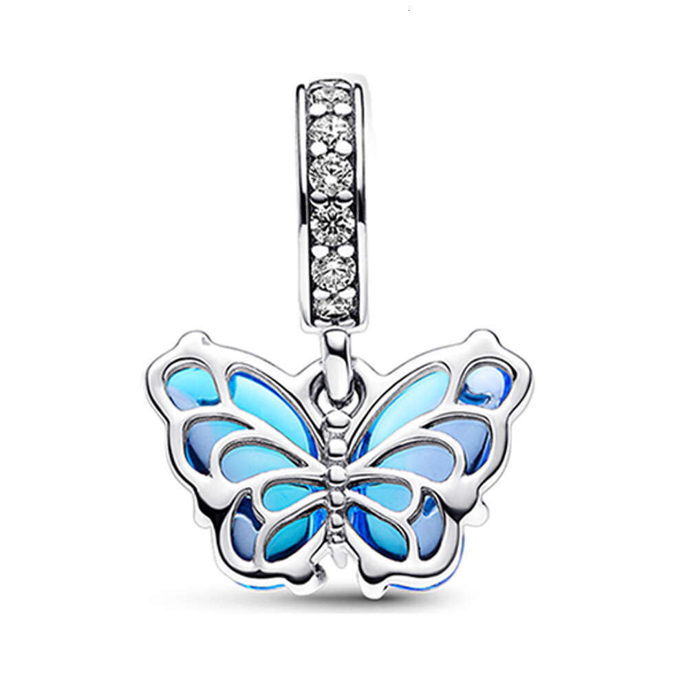 Murano Glass Butterfly Sparkling Charm Sterling Fit Charms Sier Original Bracelet For Jewelry Making