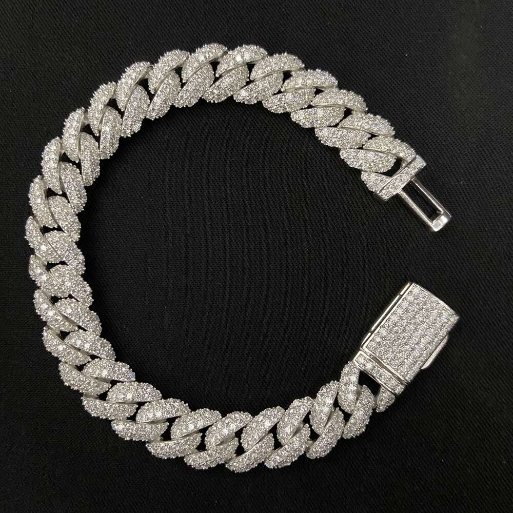 bracelet necklace mossanite HQ GEMS 7.5 inch 10mm Micro Prong Iced Moissanite VVS Cuban Bracelet k Bg Dia Bracelets For Men