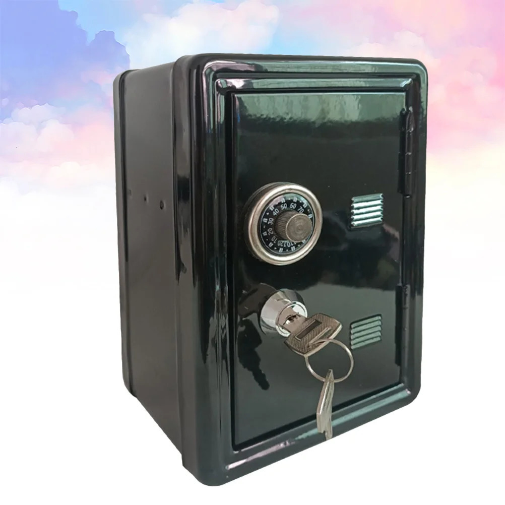 1PC Miniature Metal Safe Box Creative Iron Piggy Bank Mini Strongbox Shape Saving Pot Desktop Money Box Ornaments for Home 240118