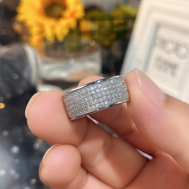 Vintage Sterg Sier Cubic Zirconia Wedding Band Ring for Women