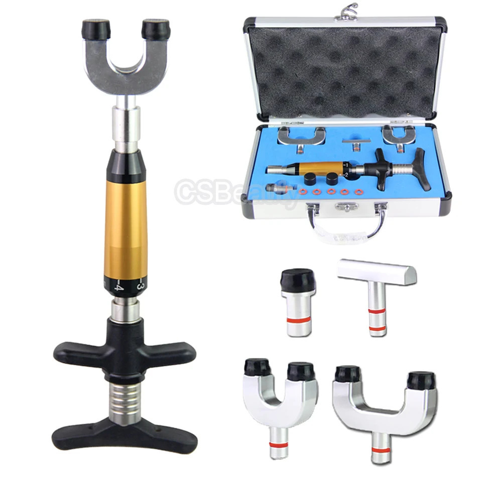 Chiropractic Adjustment Tool Spine 6 Levels 4 Heads Therapy Adjust Vertebration Tools Massager Manual Gun Set 240118