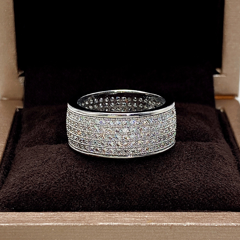 Vintage Sterg Sier Cubic Zirconia Wedding Band Ring for Women