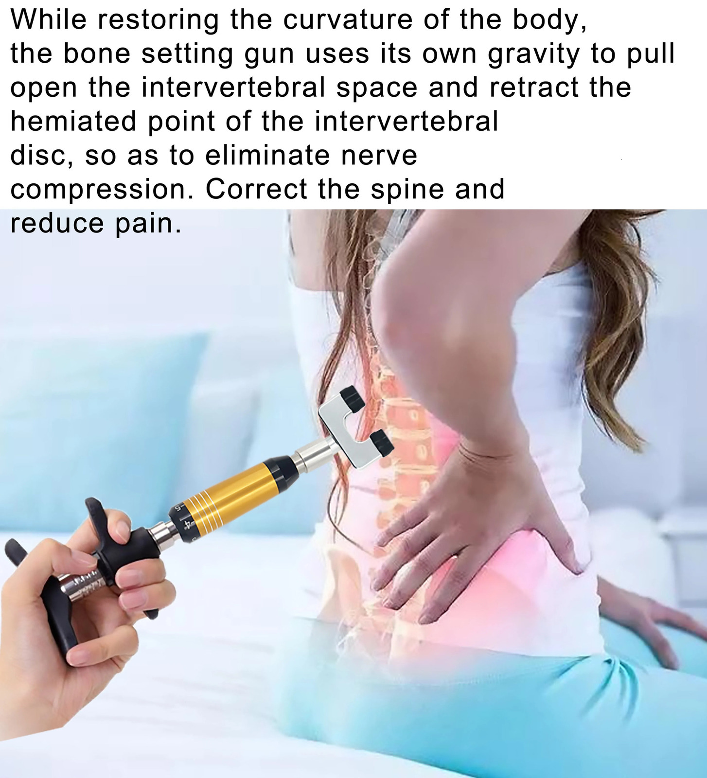 Chiropractic Adjustment Tool Spine 6 Levels 4 Heads Therapy Adjust Vertebration Tools Massager Manual Gun Set 240118