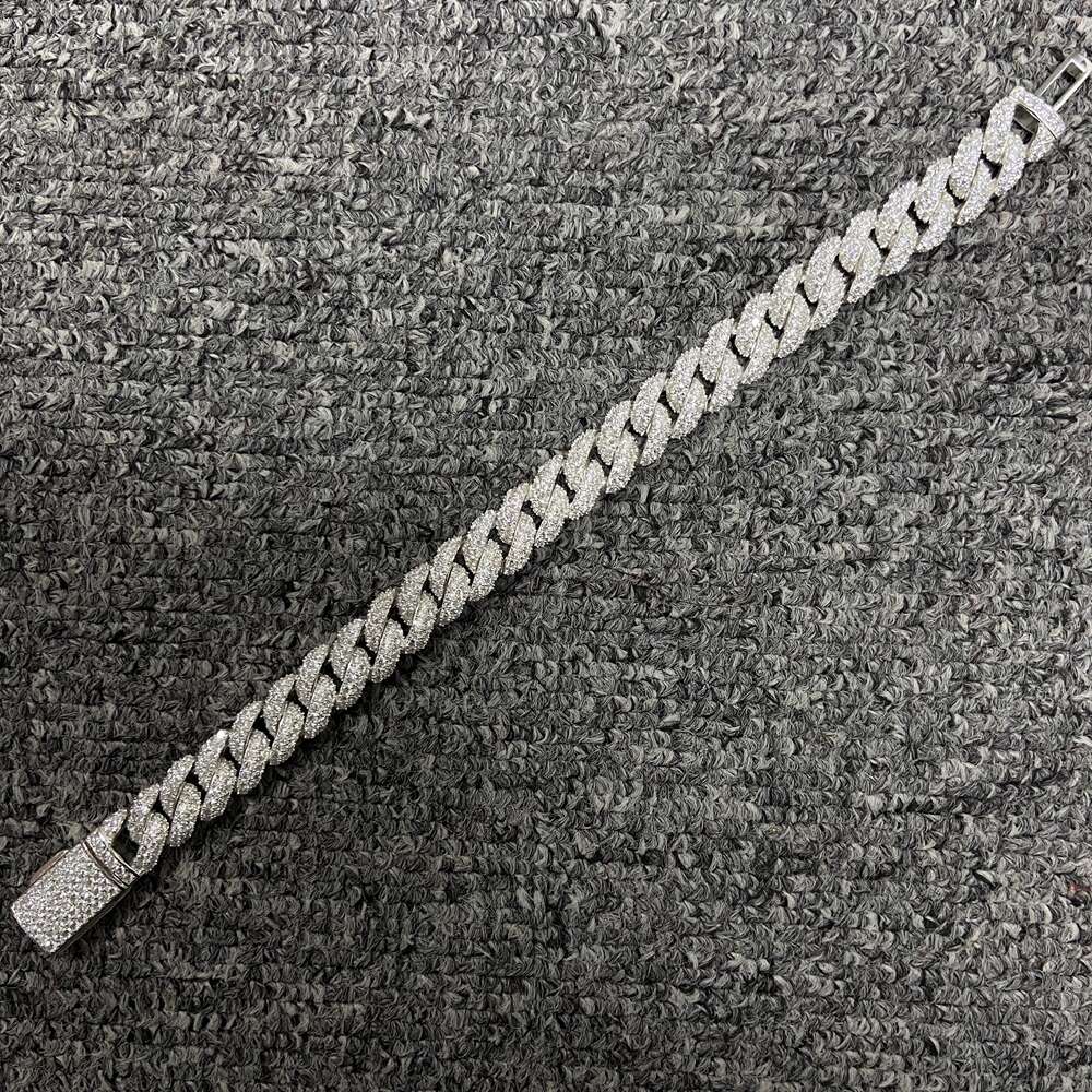 bracelet necklace mossanite HQ GEMS 7.5 inch 10mm Micro Prong Iced Moissanite VVS Cuban Bracelet k Bg Dia Bracelets For Men