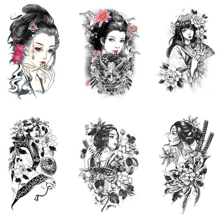 Makeup ukiyoe geisha half arm TBS simulation tattoo water transfer sticker