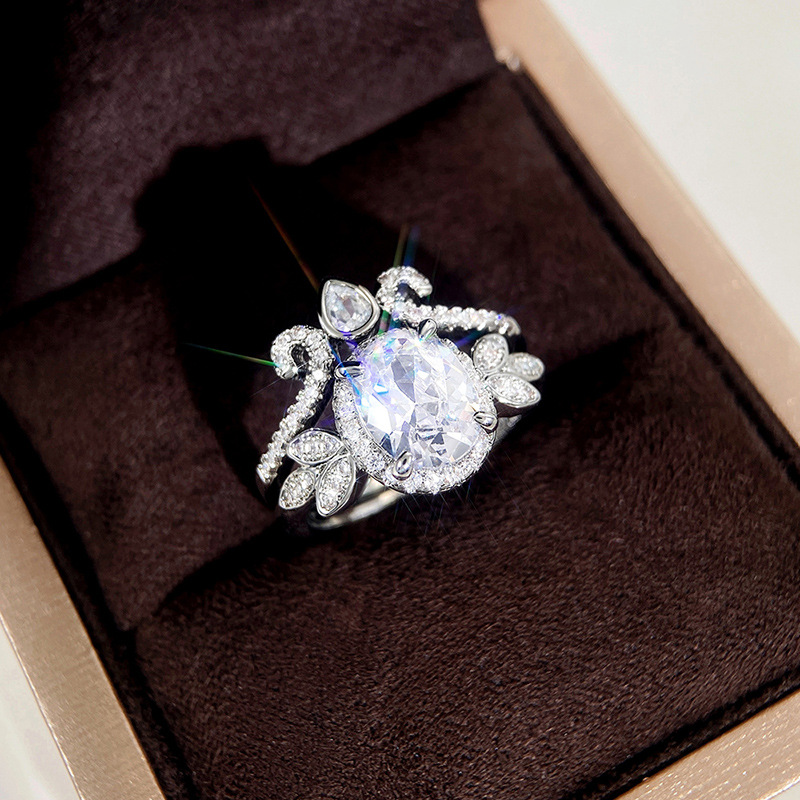 Choucong Wedding Rings Vintage Jewelry 925 Sterling Silver Oval Cut White 3A Cubic Zircon CZ Diamond Gemstones Party Women Bridal Couple Ring Set Gift