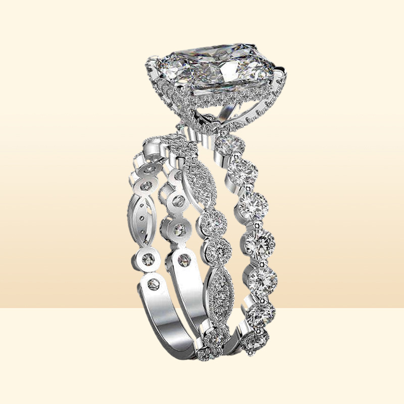 OEVAS 100 925 Sterling Silver Wedding Rings Set For Women Sparking Created Moissanite Gemstone Diamonds Engagement Fine Jewelry27