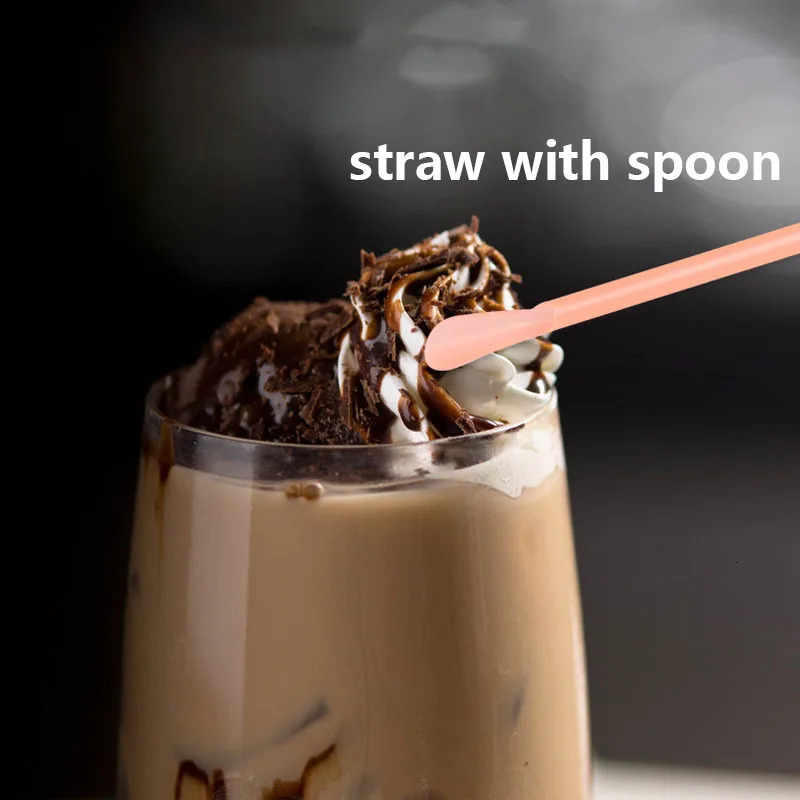 1000Pcs plastic Straws Drinking Straw Spoon Bar Pub Slush For Birthday Celebration Party Supplies 240122