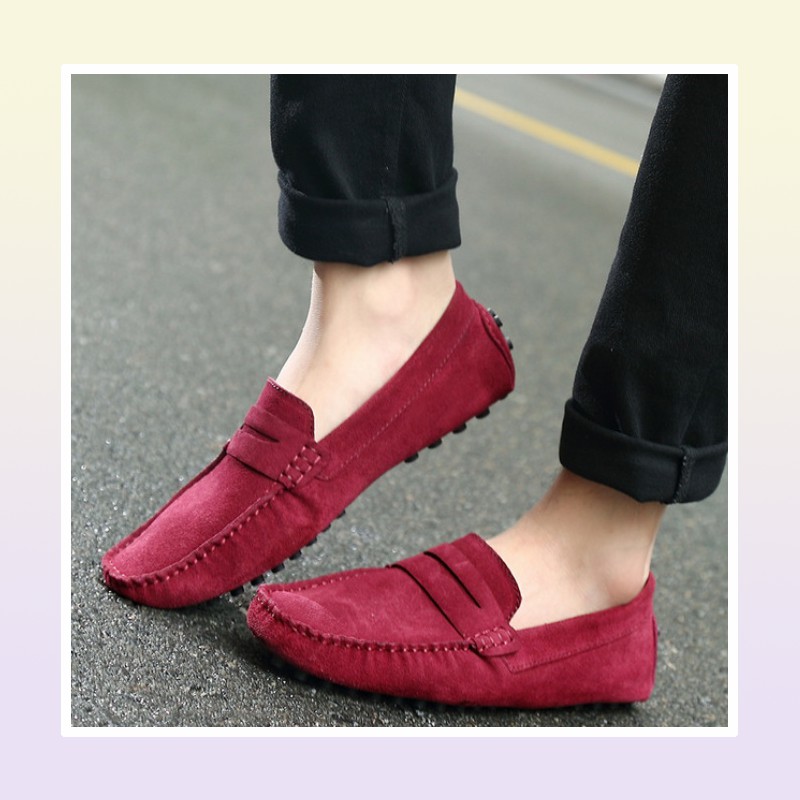 Men Casual Leather Loafers Black Solid Leather Driving Moccasins Gommino Slip on Men Loafers Shoes Male Loafers Big