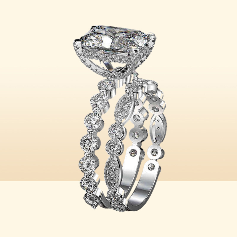 OEVAS 100 925 Sterling Silver Wedding Rings Set For Women Sparking Created Moissanite Gemstone Diamonds Engagement Fine Jewelry27