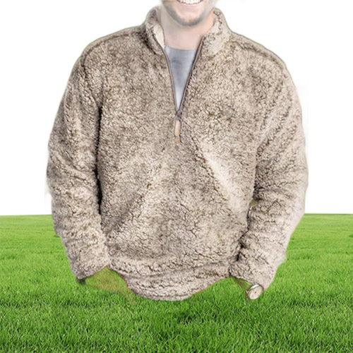Men's Sweaters Men Winter Sherpa Sweater 1/4 Zipper y Pullover Plus Size 3XL Streetwear Tops Casual Teddy5206446