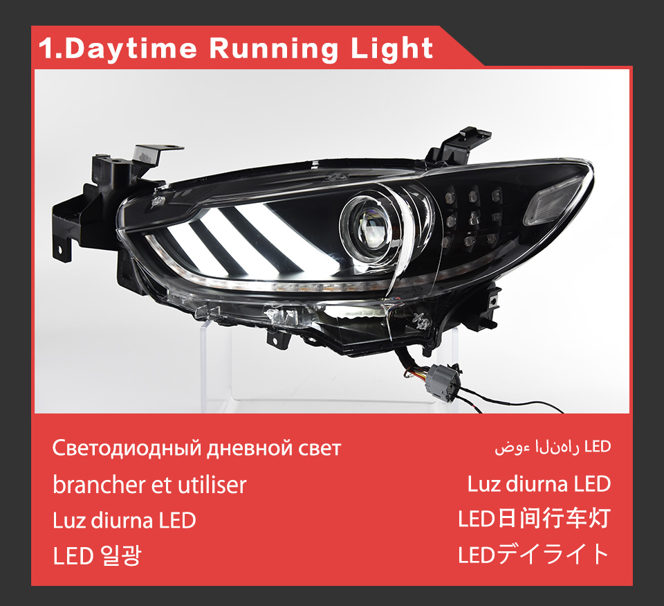 LED Daytime Running Head Light for Mazda 6 Atenza Headlight 2013-2017 Turn Signal High Beam Lamp Car Accessories