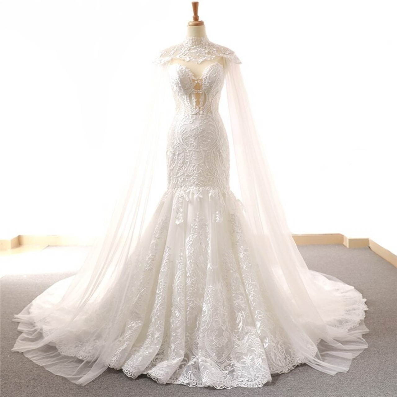Alonlivn Handmade Embroidery Lace Mermaid Wedding Gowns