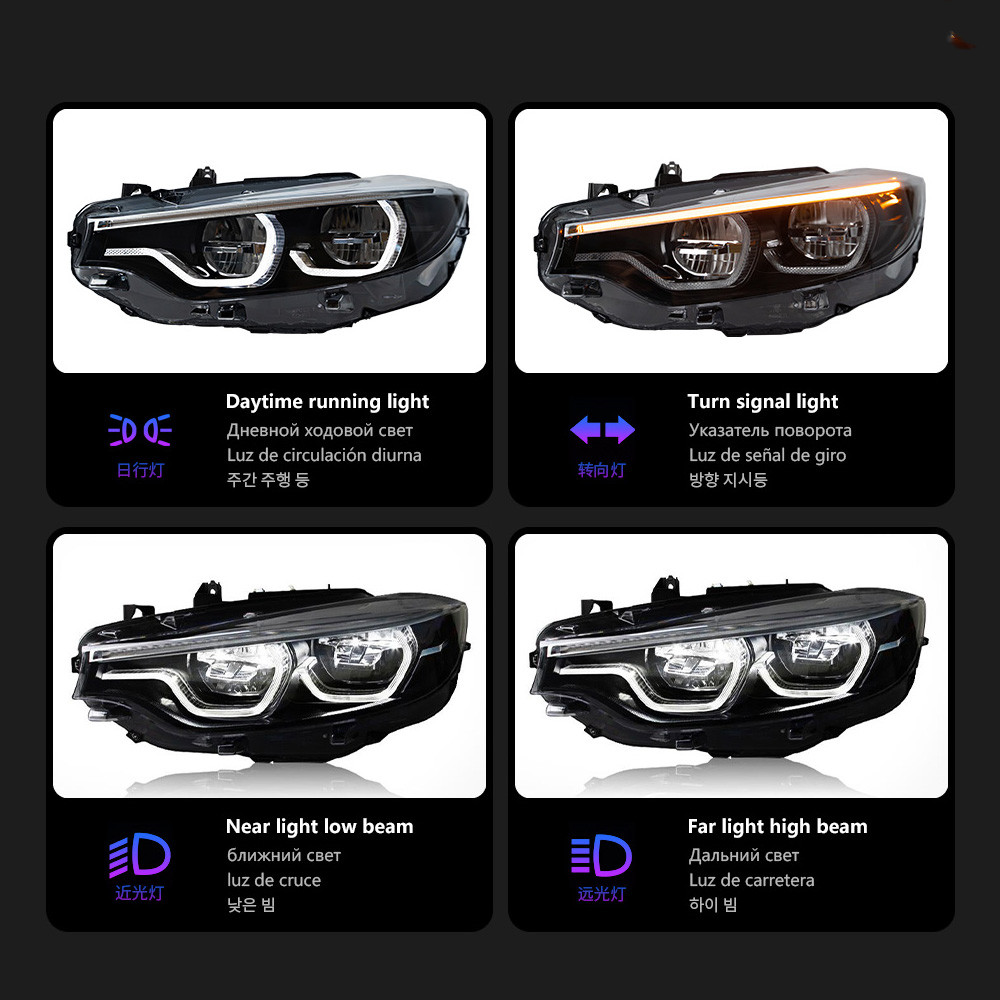 LED Light Source Headlights For BMW 4 Series F32 F33 F36 M4 2013-20 19 Dynamic Turn Signal High Beam Daytime Running Lights