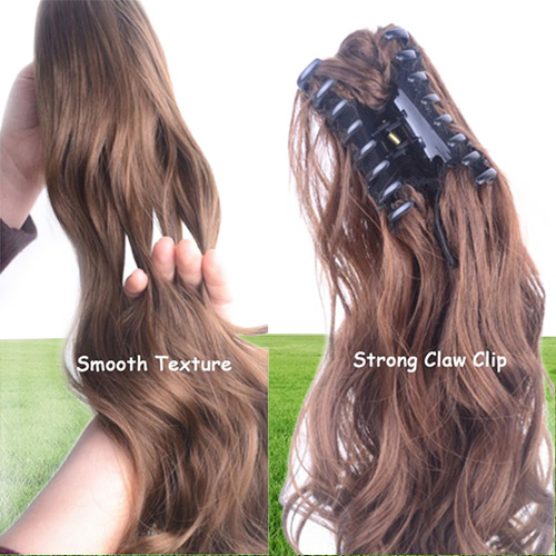 Fashion Long Wavy Cosplay Wigs Curls Wavy Ponytail Wigs Claw Clip Pony Tail Hair Extensions Multicolor Women Wig Heat Resistant