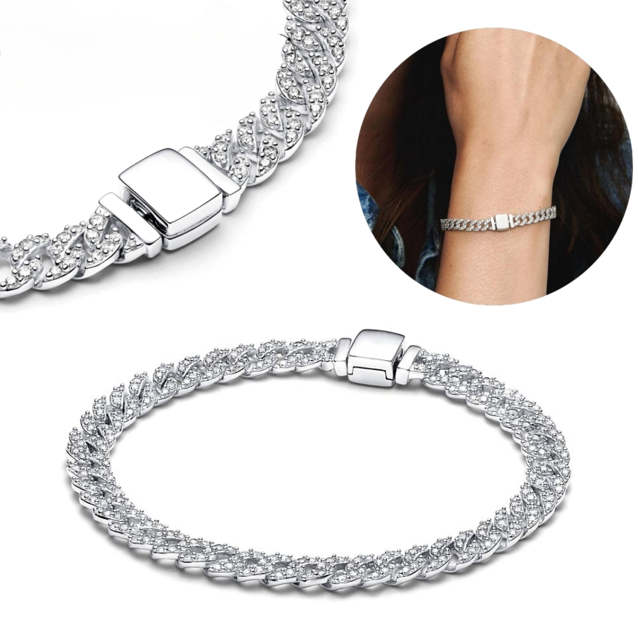 New 925 Sterling Silver Timeless Chain Bracelet Jewelry fit Charm beads DIY Bracelet for Women Fine Gift