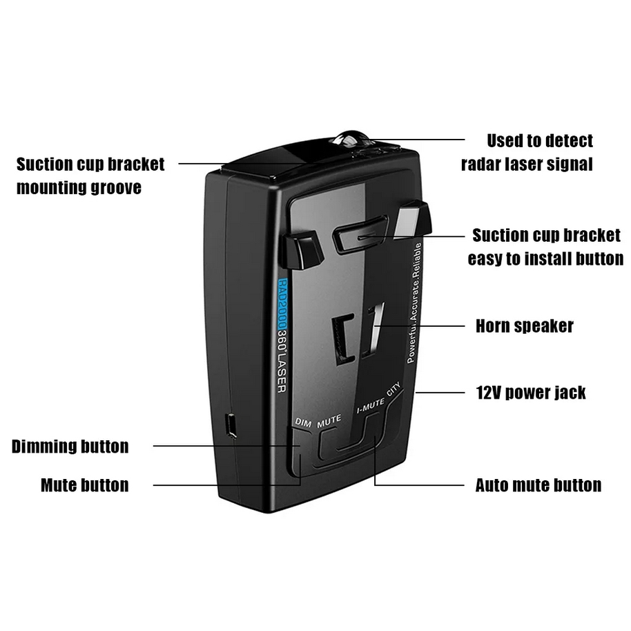 Car Radar Detector RAD2000 12V English Russian Radar Detection Speed Alarm 2 Modes K X Ka Band Auto Accessories